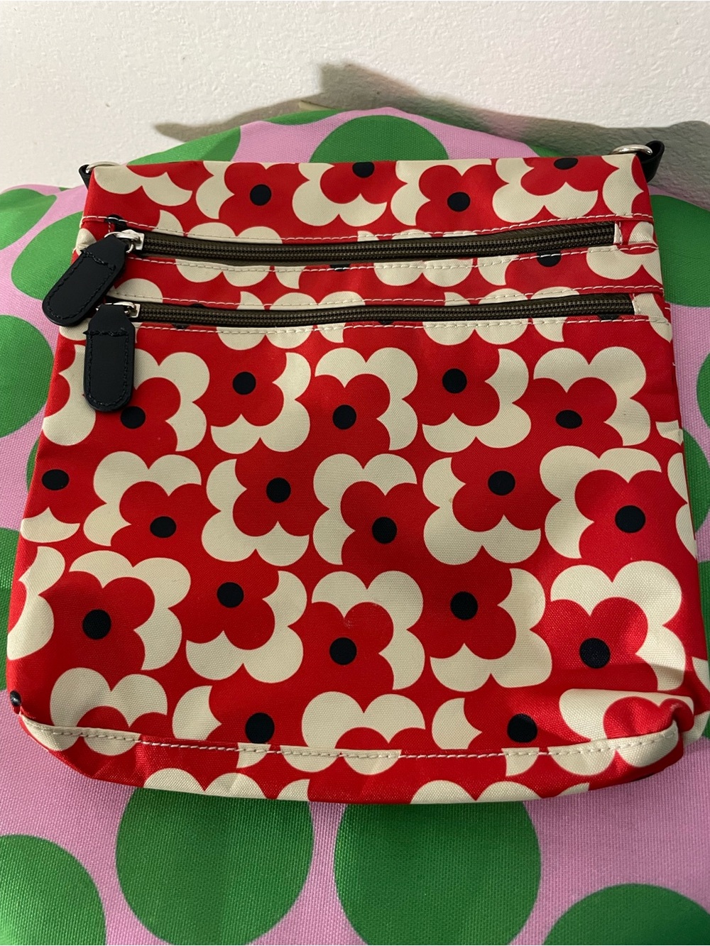 Orla Kiely RPET Crossbody Bag - Triple Zip RPET Triple Zip Floral Crossbody Bag